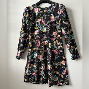 Loft mini dress, Black with Floral Print, Size 6